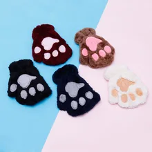 От 1 до 4 лет теплые перчатки с милым рисунком медведя и когтями плюс бархатные толстые плюшевые флип-варежки детские мягкие кошачьи когти высококачественные плюшевые перчатки