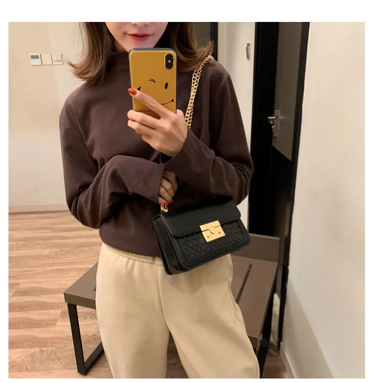 new fashion pig nose lock small square bag shoulder diagonal women's bag