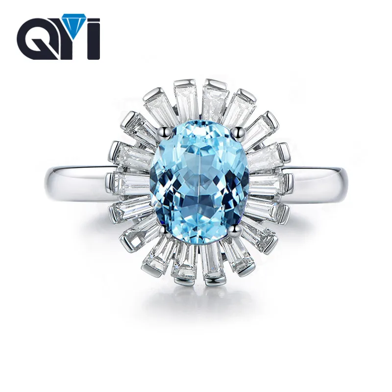 QYI 925 пробы Серебряное кольцо с топазом 1 25 Ct овальным вырезом Ювелирные изделия