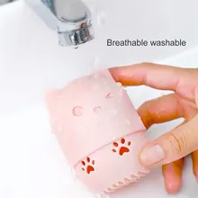 Косметическая пудра с рисунком котенка пыленепроницаемый держатель губка для макияжа чехол для сушки яиц переносная Мягкая силиконовая Косметическая основа губка держатель коробки