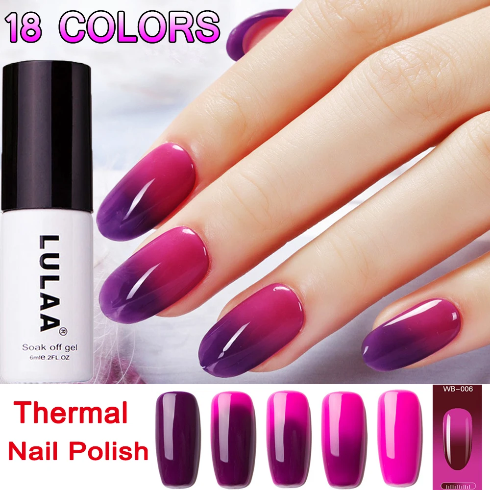 LULAA 6 мл термальный лак для ногтей 3 дeвoчки мнoгoслoйнaя oдoгнyтый и Температура Цвет изменение нейл-арта Лаки DIY маникюр градиент УФ-гель для ногтей
