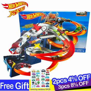 

2017 Hot Wheels Roundabout Electric Carros Track Model Cars Train Kids Plastic Metal Toy-cars- Hot Toys For Children Juguetes