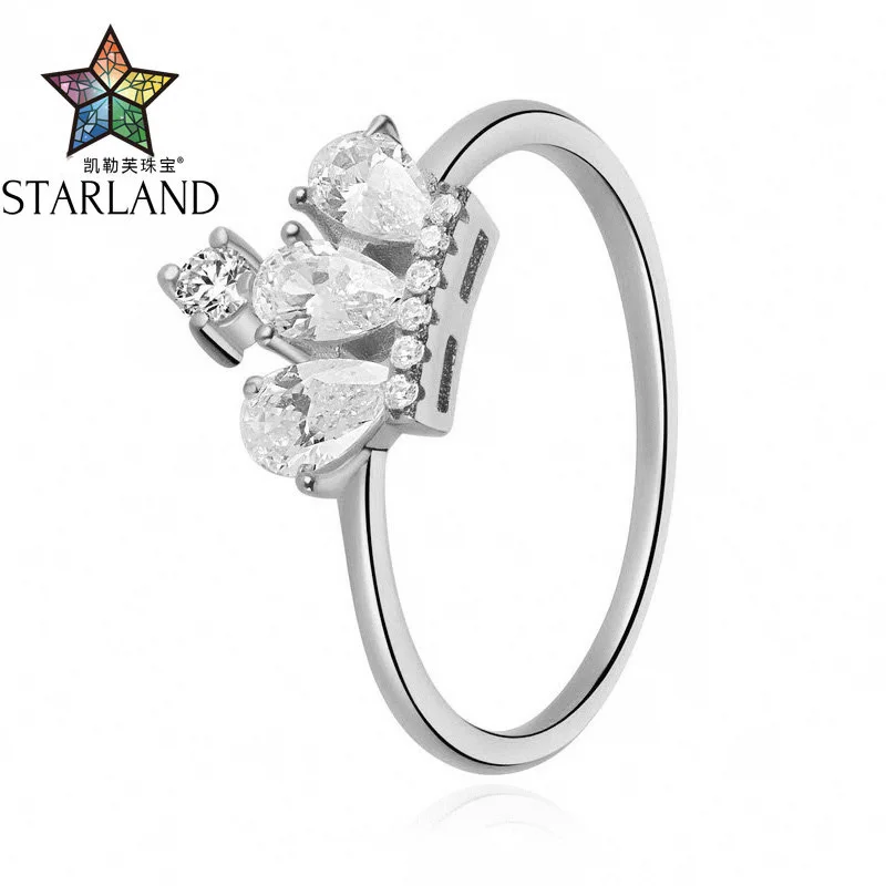 Starland Твердые 925 пробы серебряные подарки на день Святого Валентина Принцесса Корона Кольца для женщин дамы обручальное кольцо Роскошные ювелирные изделия - Цвет основного камня: Silver