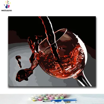 

DIY Coloring paint by numbers Red wine paintings by numbers with kits 40x50 framed