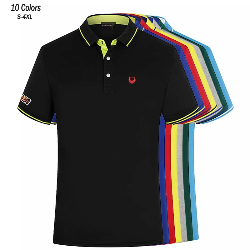 

S-4XL Fashion Sportswear Short Sleeve Mens Polo Shirts Summer Lapel Casual Polos Homme Embroidery-Pattern Men Clothing Slim Tops