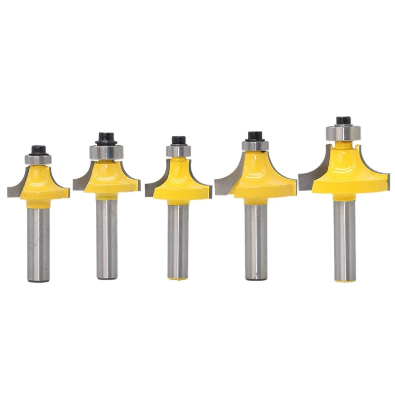 

5pcs Bit Round Over Edge Forming Router Bit Set-8 Mm Shank Woodworking Cutter Fillet Knife