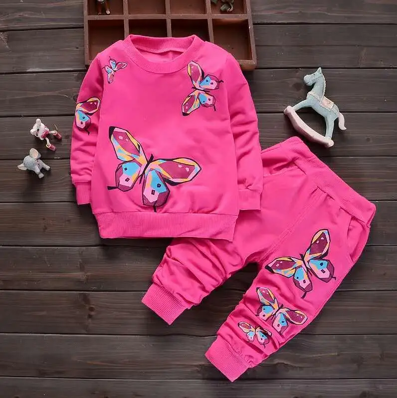 BibiCola/комплект осенней одежды для маленьких девочек, коллекция года, Модный хлопковый спортивный костюм с длинными рукавами из 2 предметов для малышей, джинсовая одежда для малышей - Цвет: picture color