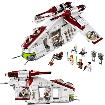 

MORK Building Blocks Republic Gunship 1228pcs Model Kit Star Bricks Toy Wars Compatible 75021Educational Toys for Kids XMAS