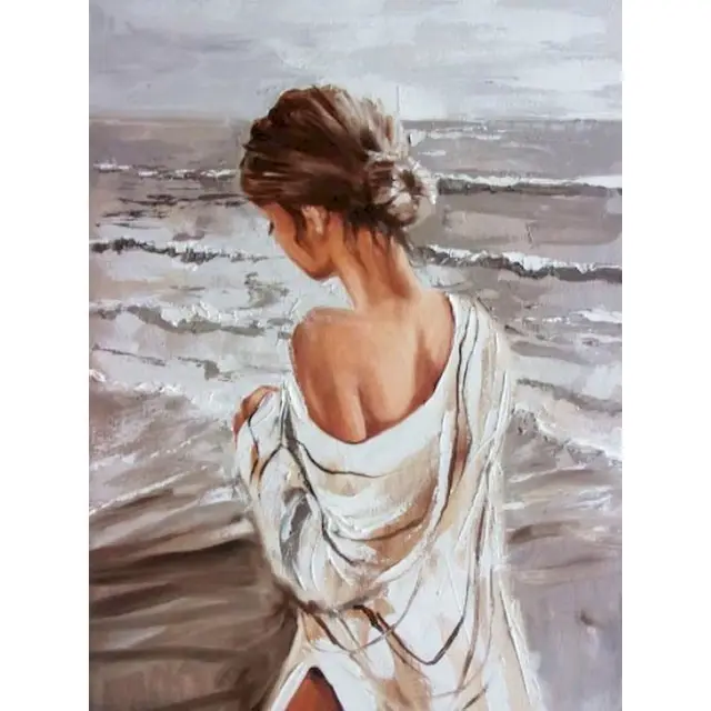 GATYZTORY DIY Painting By Numbers Girl in White Figure Picture HandPainted Oil Painting Acrylic Painting Unique Gift Home Decora 9912782