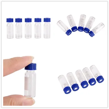 

HOT!2020 5 Pcs Reagent Bottle Blue Screw Cap Screw On Cover Graduation Sample Vials 2ml Plastic Lid Graduated Round Glass