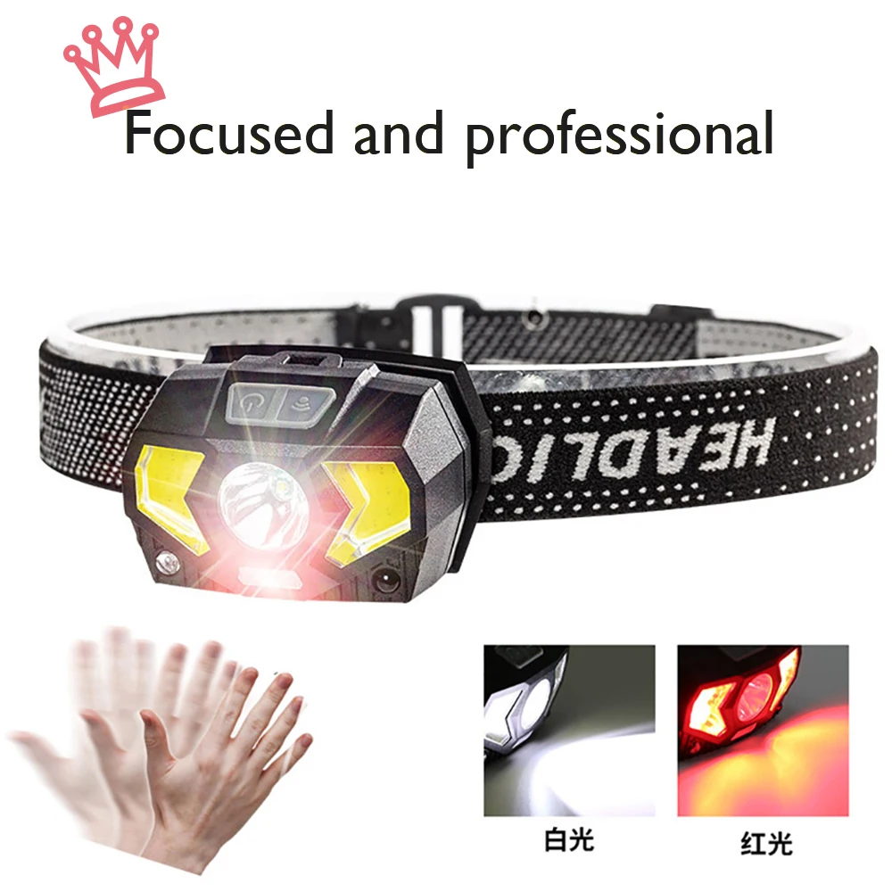 

LED Headlamp Powerful Waterproof Rechargeable Headlamp USB Induction Switch Eight Stage Lighting Head Lamp Glare Fishing