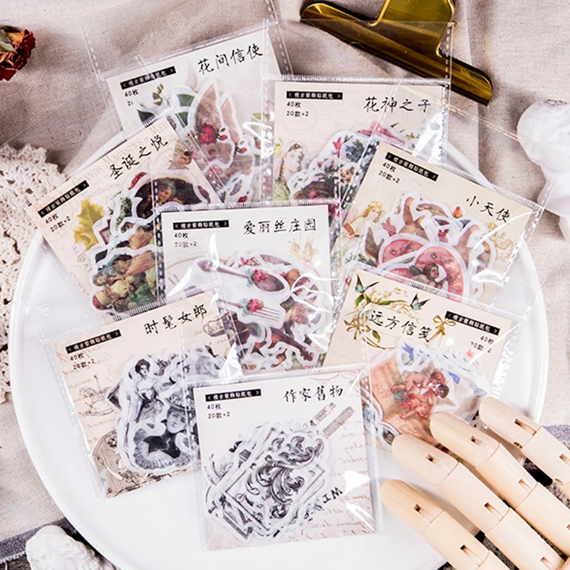 

Dimi 40 Pcs/Pack European Style Vintage Christmas Flowers Paper Sticker Decoration Diary Scrapbooking Album Aesthetic Decals