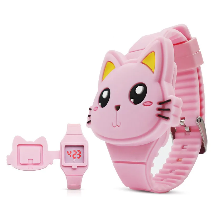 Часы детские электронные светодиодные силиконовые наручные с милым Кроликом