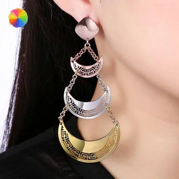 

Fashion Earring Zircon Earrings Moon-shaped Hollow Romantic Drop Dangle Earrings Jewelry for Women