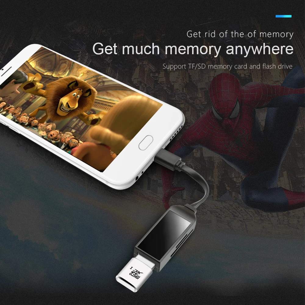 Адаптер для чтения карт памяти Rocketek type c usb otg multi 2 в 1 SD/TF micro SD pc аксессуары