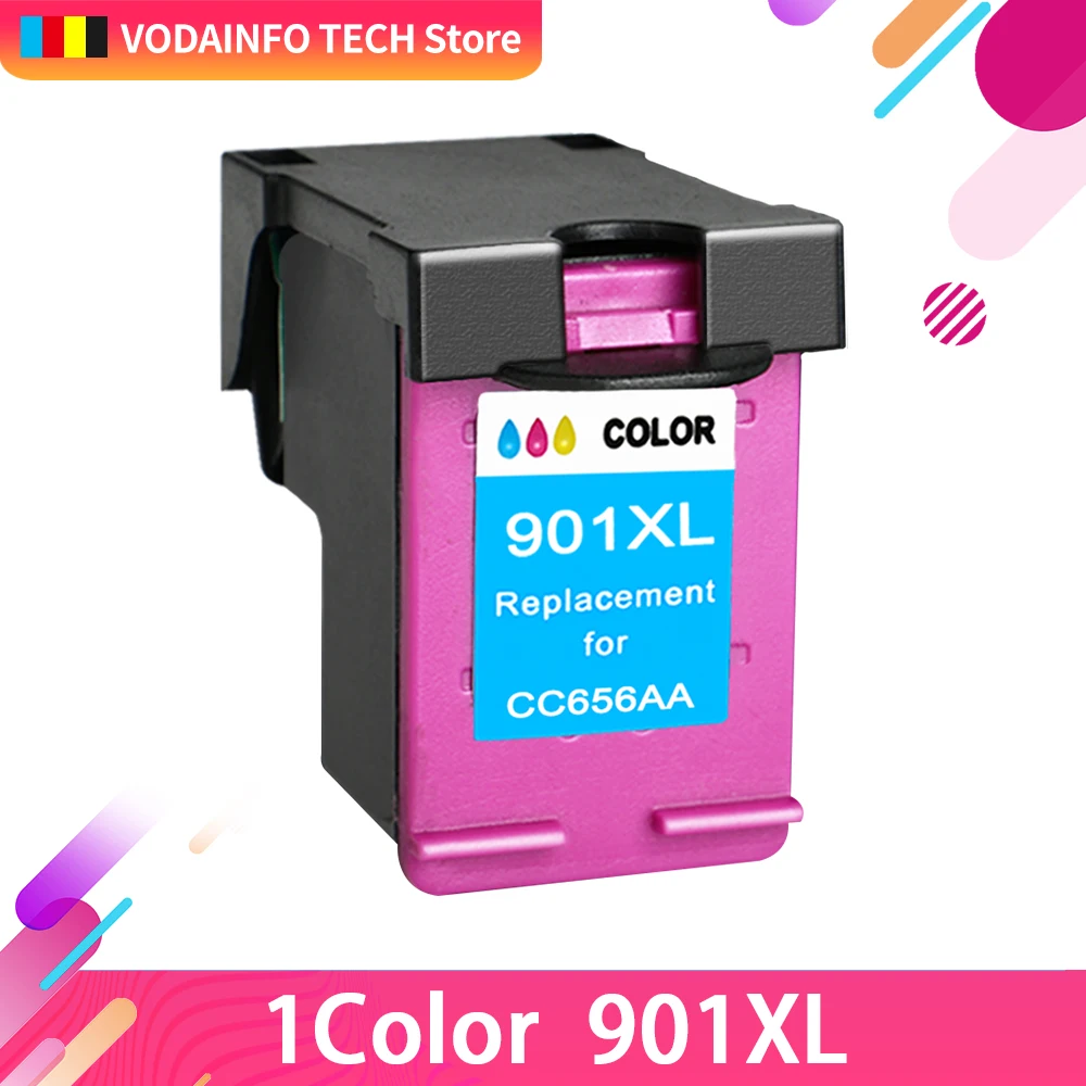 Картридж с чернилами QSYRAINBOW Восстановленный для HP 901 XL черный принтера 4500 J4580 J4550