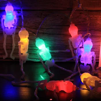 

10LEDS Light String Holiday Home Decoration Halloween Party Skeleton Indoor Garden DIY 2.5m Bedroom Hanging Lantern Festival