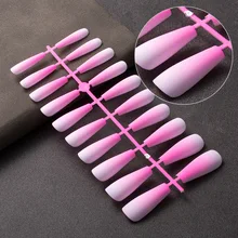 20Pcs New Gradient Style Matte Full Coverage Long Ballet False Nail Tips 2021 Trend Nail Art French Manicure Tools Dropshipping