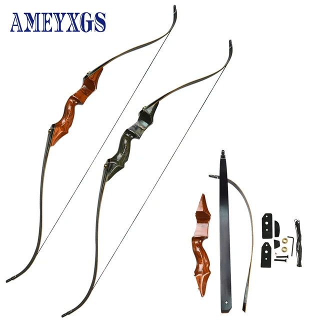 $US $115.67 1set 25-55lbs Archery Recurve Bow 58Inch Takedown Longbow Fiberglass Lamination Limbs for Outdoor Shooting Hunting Accessories