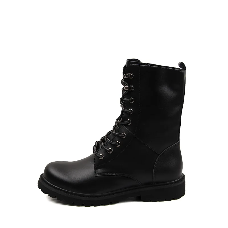 genuine leather Men middle boots winter half boots classic designer man lace up shoes wearproof man snow shoes zy573 - Цвет: Black