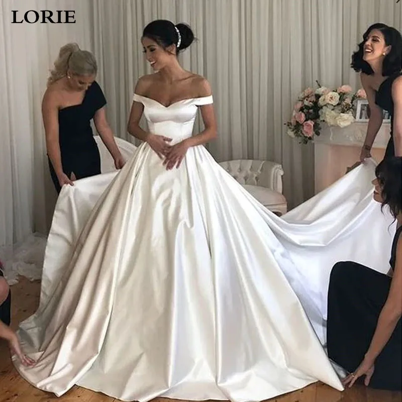 LORIE свадебное платье принцессы бальные платья атласные невесты с открытыми