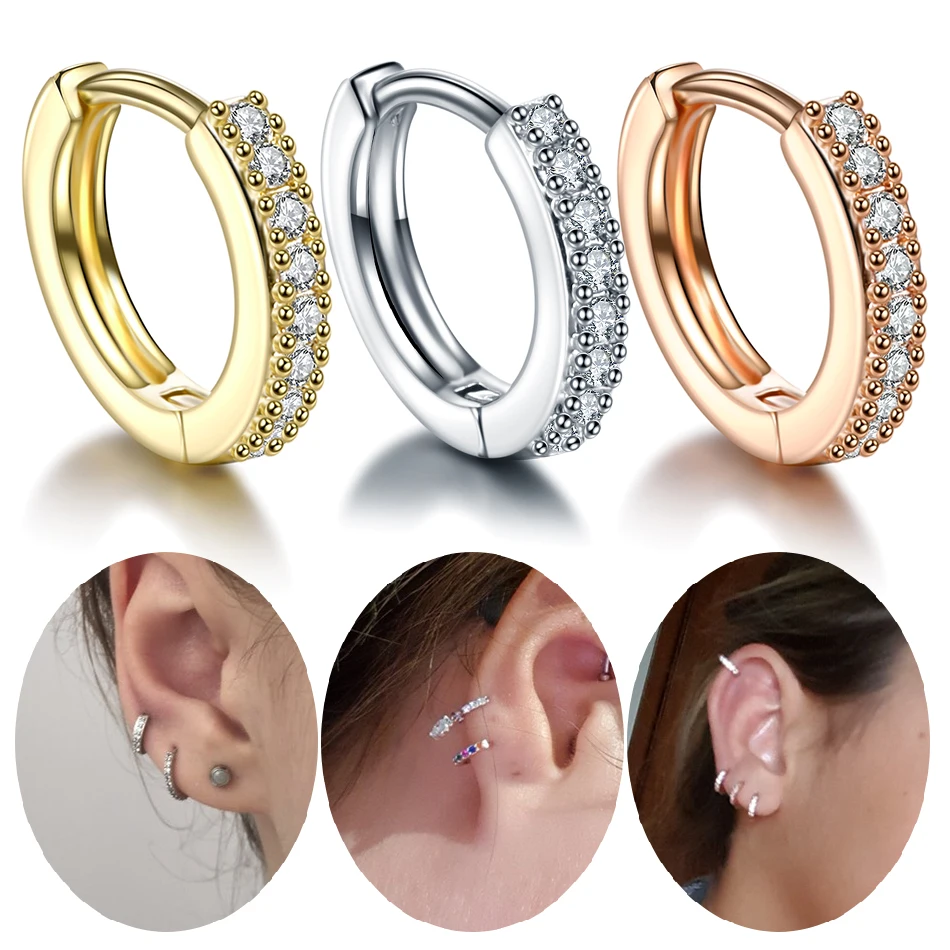 1PC Copper Nose Septum Hoop Nariz Piercings CZ Cartilage Hoop Earring