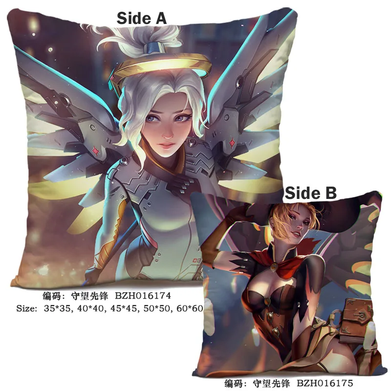 5 45X45 см аниме игра Overwatch наволочка OW dva Mercy Mei Hanzo Genji Reaper Dakimakura Чехол 3D двухсторонний принт наволочка - Цвет: 5