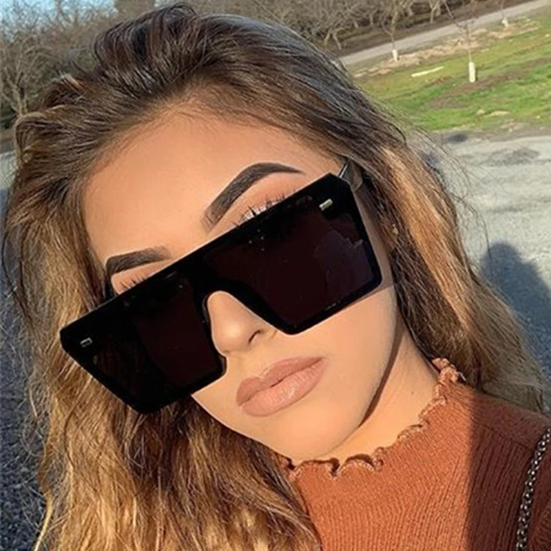 

2020 MOLNIYA Flat Top Oversize Square Sunglasses Women Fashion Retro Gradient Sun Glasses Men Blue Big Frame Vintage Eyewear