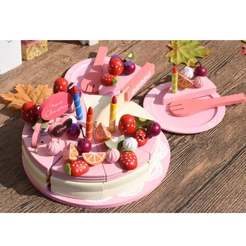

Kids Pretend Play Food, Wooden Cutting Birthday Party Cake Toys Set, Afternoon Tea Dessert Model, Parent-child Interaction Toy