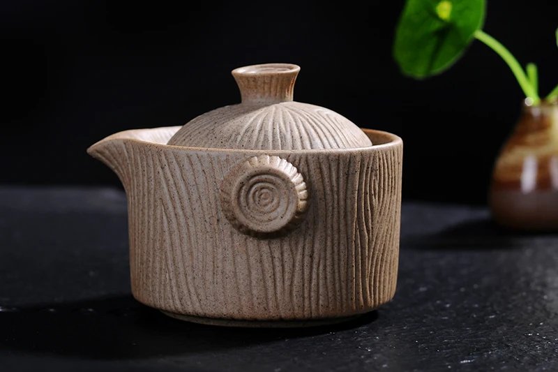 Грубая керамика чайный набор включает 1 горшок 2 чашки высококачественный