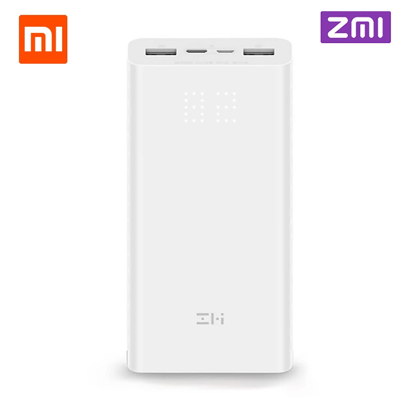 Xiaomi ZMI power Bank 20000 мАч Внешний аккумулятор портативный зарядный цифровой дисплей