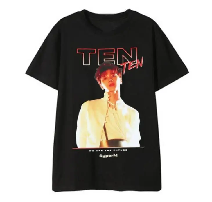 Kpop Superm メンバー名 写真の印刷 O ネック半袖 Tシャツ夏スタイル K ポップユニセックス黒 Tシャツ T Shirts Aliexpress