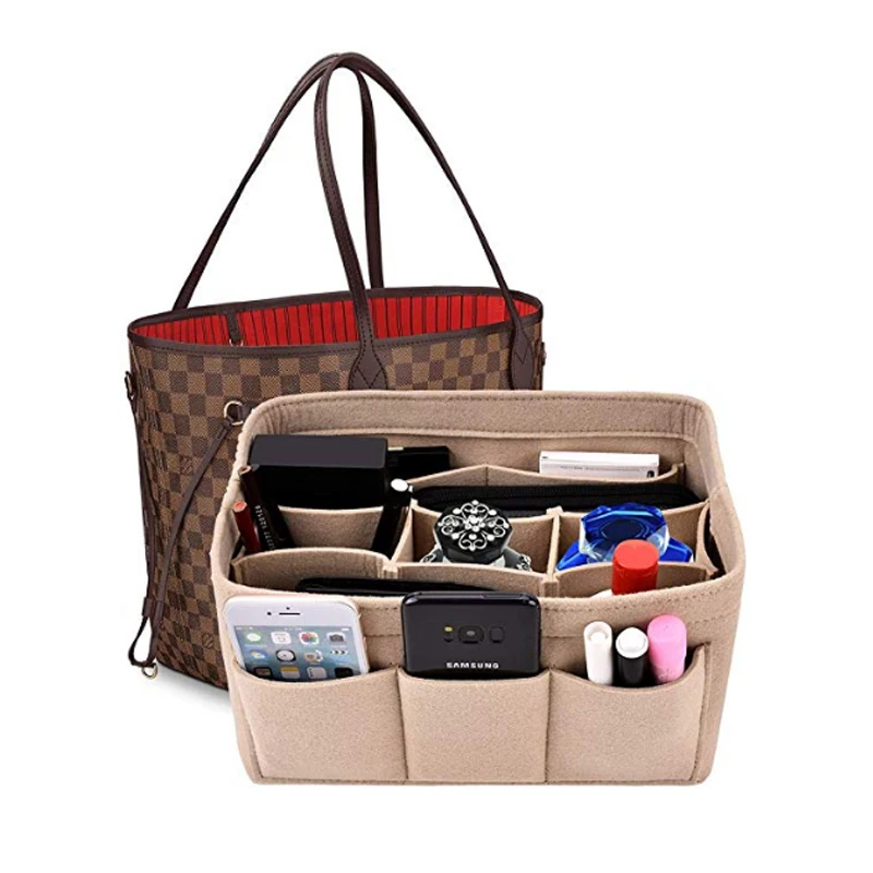 Make up Organizer Insert Bag For Handbag, Travel Inner Purse Portable Cosmetic Bag, Fit Cosmetic Bags Fit Speedy Neverfull 2pcs deepeel 12 25cm new woven bag rattan handle purse frame handbag handles sewing brackets diy handmade craft bags accessories