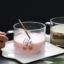 Плотная боросиликатная стеклянная нестандартный пояс стеклянная чашка чайная кружка с буквами домашняя термостойкая молочная овсянка чашка для завтрака Q118