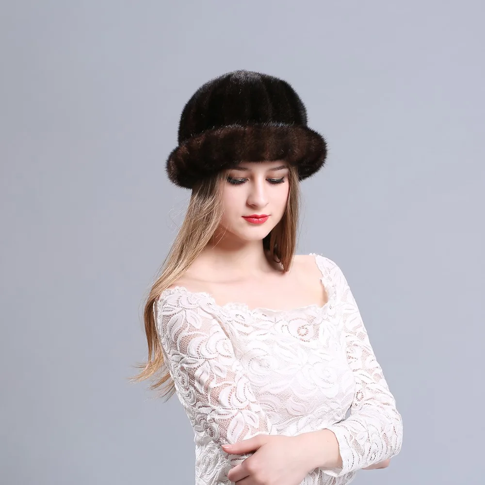 Новые зимние норковые меховые шапки женские теплые модные норковая кожа натуральный вязаный натуральный мех шапка пушистые черные меховые шапки головные уборы