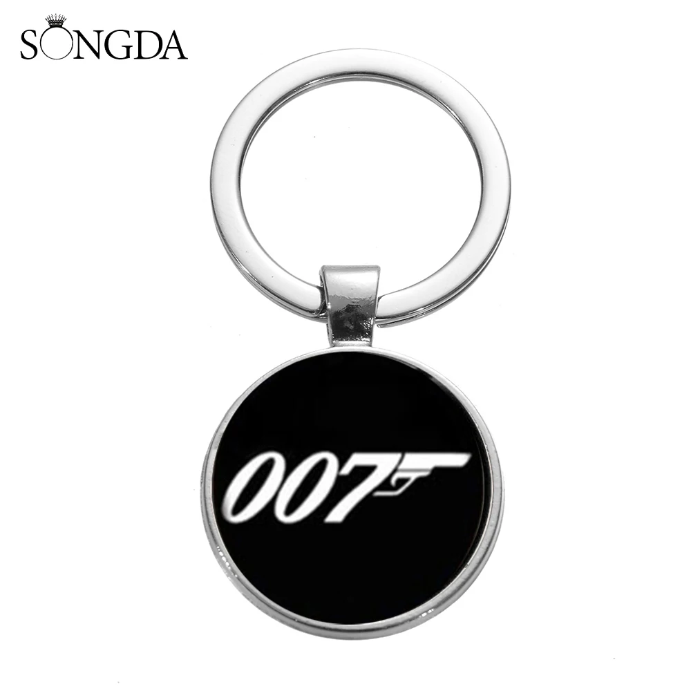 New James Bond 007 Keychain Classic Action Movie Black White 007