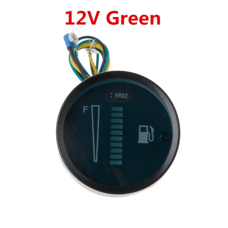 12V Green 12 В/24 В Универсальный " 52 мм Автомобильный мотоцикл измеритель уровня топлива 8 Светодиодный светильник дисплей Прямая поставка - Цвет: 12V Green