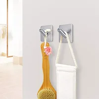 WALFOS 3M Self Adhesive Wall Door Back Hooks Heavy Duty Stainless Steel Clothes Hanger Bathroom Kitchen Towel Rustproof Hook 2