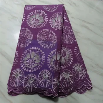

purple lace fabric 100% cotton swiss voile lace embroidered african lace for party deess 2019 latest deisgn 5 yards