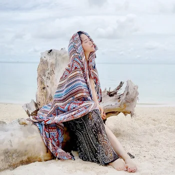 

Scarf Women Retro National Style Sunscreen Cotton Linen Printed Fashion Soft Shawl silk scarves pashmina poncho chiffon hijab