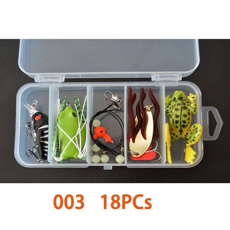 18PCs/Lot Fishing Frog Lures Bait Casting Artifical Baits Frogs Worm Spoon  Jig Hooks Set Trout Bass Carp Sea Fishing+tackle Box - AliExpress