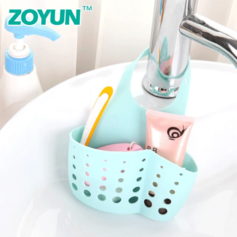 

Kitchen supplies shelf sink storage basket drain storage rack bathroom storage box adjustable hanging buckle faucet drain basket