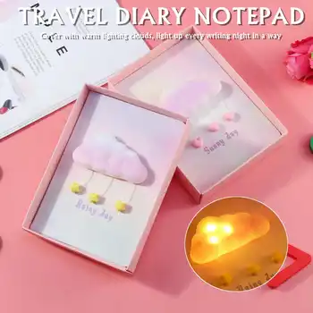 

Mini Cloud Love Star Paper Notebook with Light Portable Notepad Memo Travel Diary Notebook Journal Hand Book Birthday Gifts