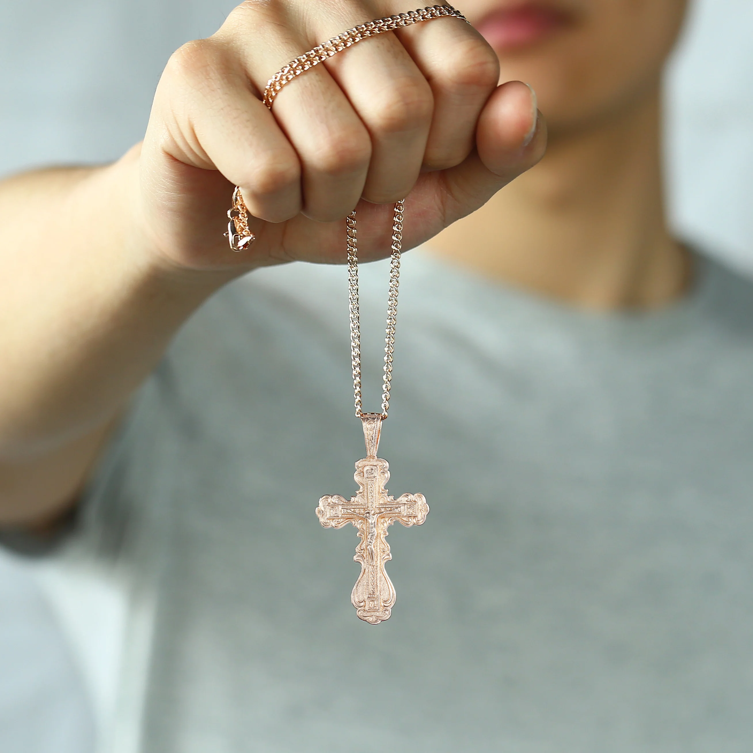 Davieslee ожерелье с подвеской для женщин 585 розовое золото модное женское ожерелье с цепочкой крест