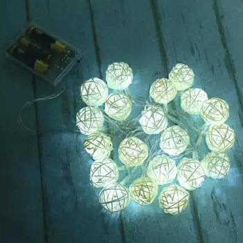 

2.3m 20LED Rattan Ball Fairy Light String Garland Home Party Decor Ornament