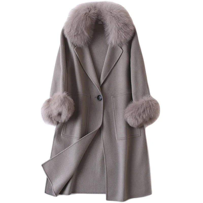 Femmes Grande Taille Automne Hiver Cassic Simple Laine Maxi Long Manteau Femme Robe Vetements D Exterieur Manteau Femme