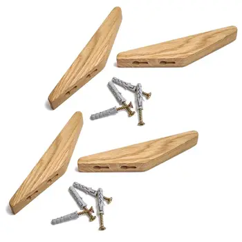 

2/4PCS Wood Clothes Hanger Wall Mounted Coat Hat Scarf Hook Key Storage Rack 449C