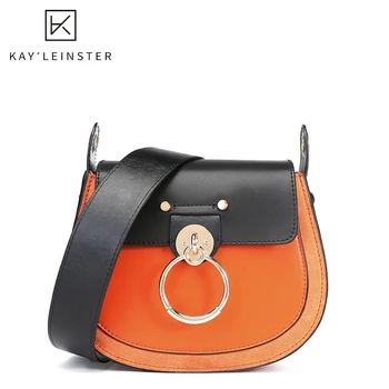 

New Arrival Leather Women Crossbody bag Fashion Saddle Women Bag Patchwork Casual Wide Shoulder Strap Female Shoulder Bags 2019
