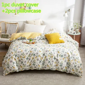 

White yellow duvet cover sets cotton flowers quilt cover single double queen king bedding sets 2pc pillowcase comforter cover