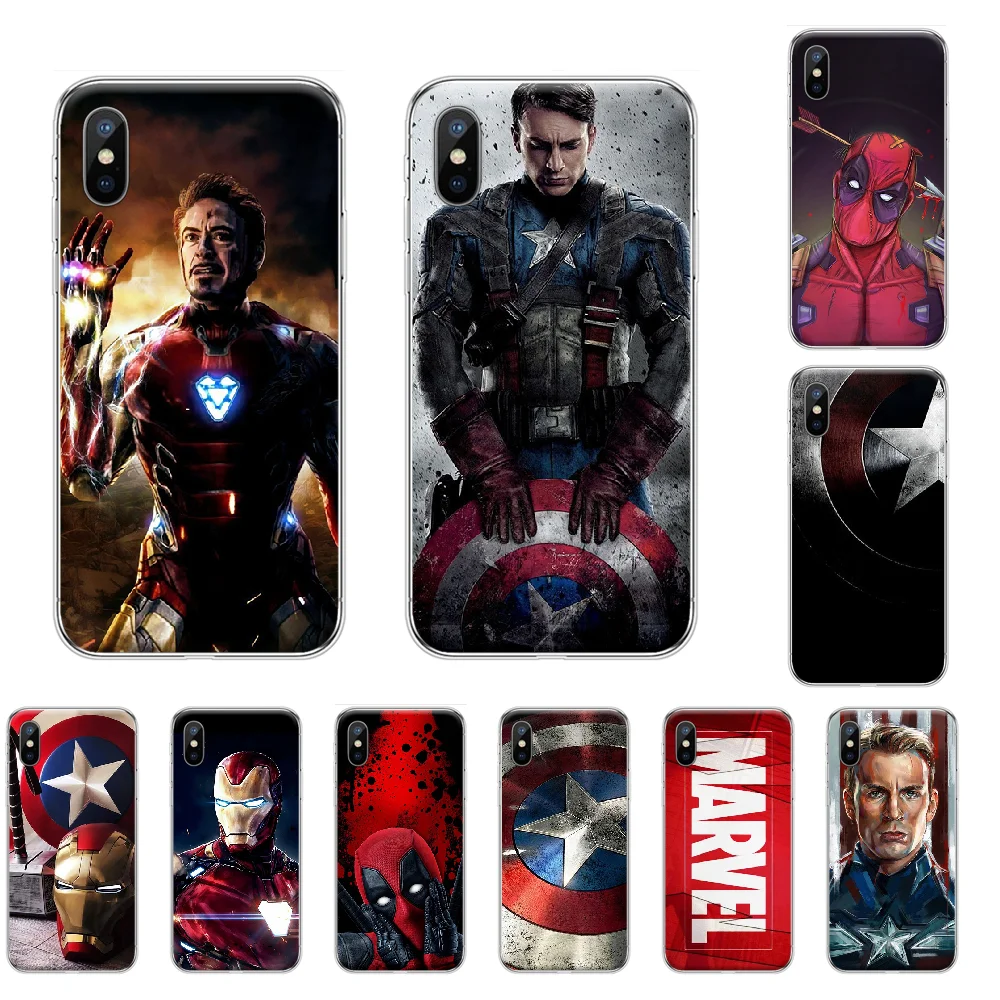 Мягкий термополиуретановый чехол для iPhone 4 и 4S телефона Captain America Marvel Deadpool Iron Man 5 5S